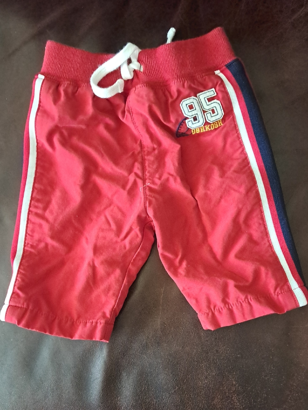 OshKosh B'gosh Red Kids Shorts with Navy Side Stripes